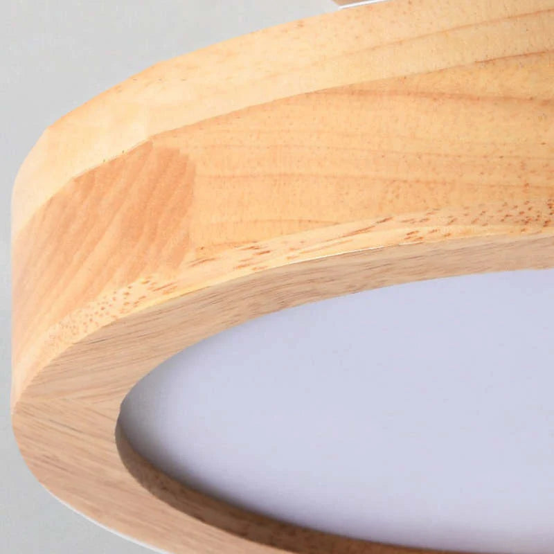 Round Ceiling Lamp Dimmable LED Wood & Acrylic