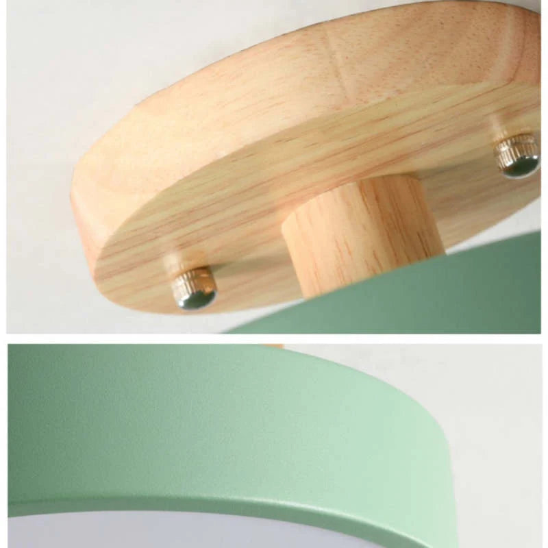 Round Ceiling Lamp Dimmable LED Wood & Acrylic