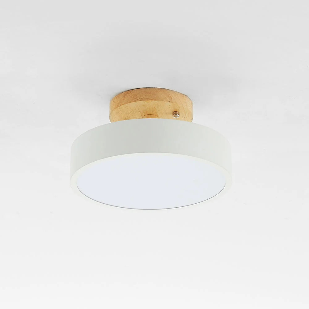 Round Ceiling Lamp Dimmable LED Wood & Acrylic