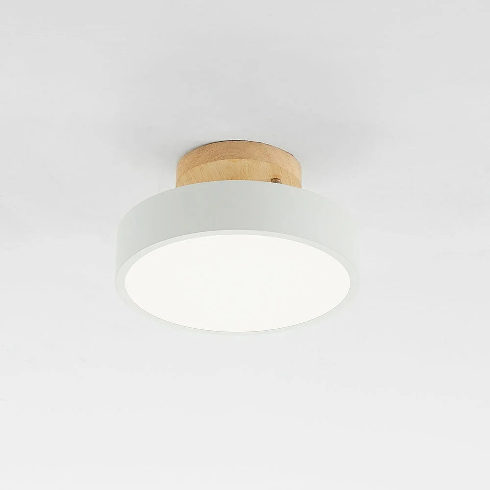 Round Ceiling Lamp Dimmable LED Wood & Acrylic