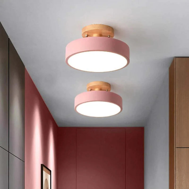 Round Ceiling Lamp Dimmable LED Wood & Acrylic