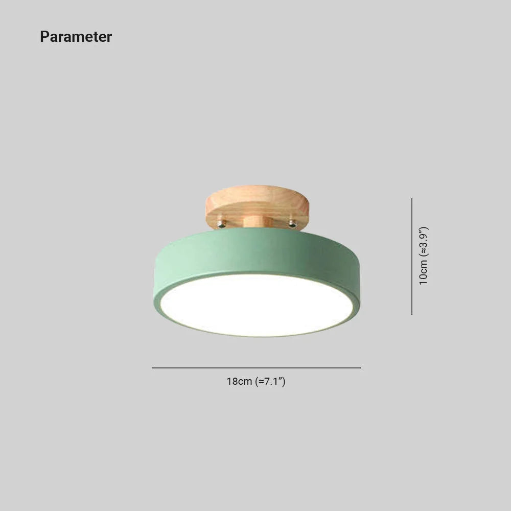 Round Ceiling Lamp Dimmable LED Wood & Acrylic