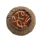 Round Decorative Cushion Pleated Hem Embroidered Panel