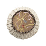 Round Decorative Cushion Pleated Hem Embroidered Panel
