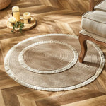 Round Jute Rug Handwoven Reversible Low-Shedding
