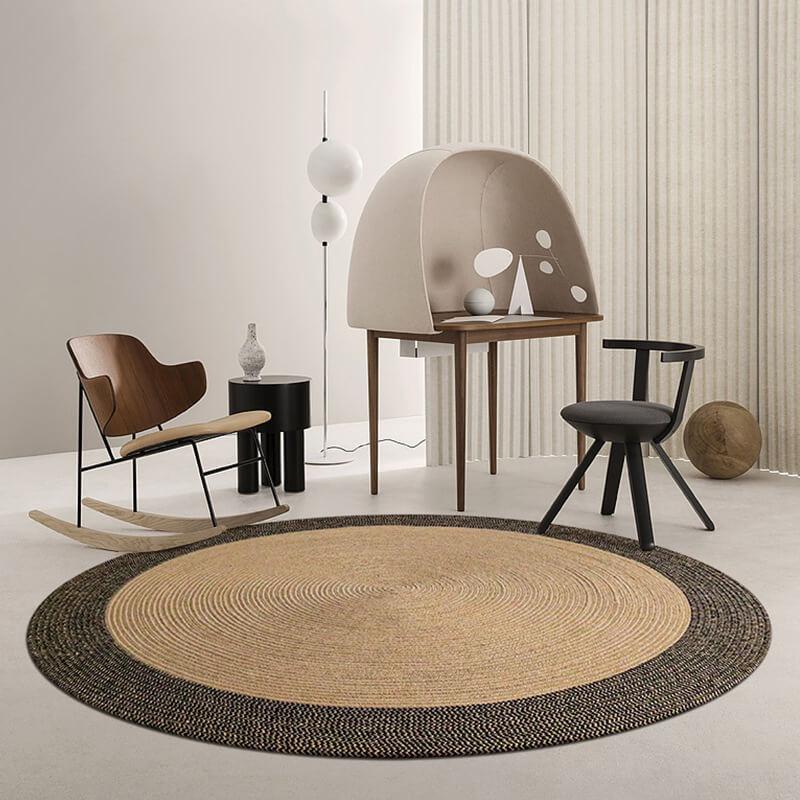 Round Jute Rug Handwoven Reversible Low-Shedding