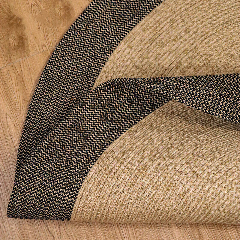 Round Jute Rug Handwoven Reversible Low-Shedding