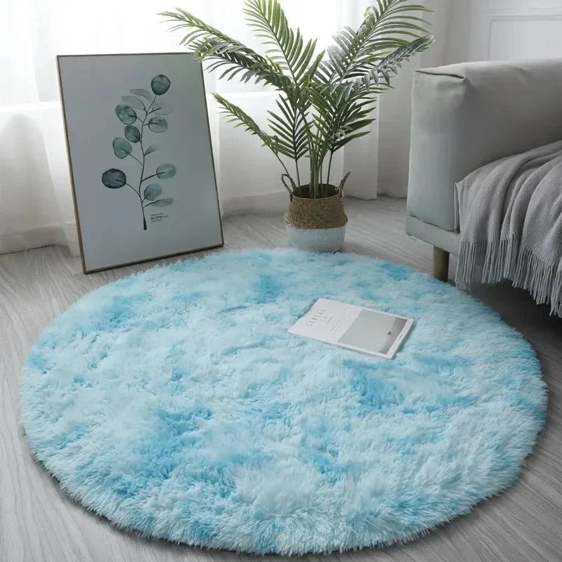 Round Plush Rug Ultra-Soft High-Pile 2-Inch Height