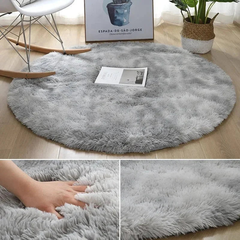 Round Plush Rug Ultra-Soft High-Pile 2-Inch Height
