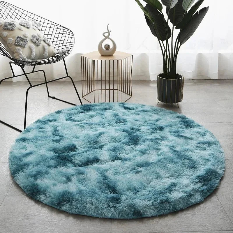 Round Plush Rug Ultra-Soft High-Pile 2-Inch Height