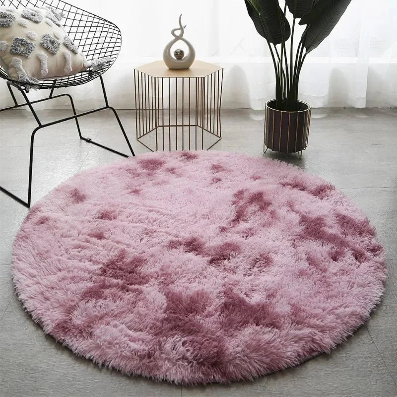 Round Plush Rug Ultra-Soft High-Pile 2-Inch Height