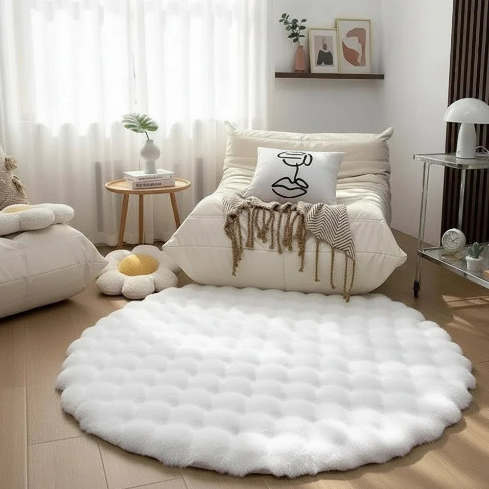 Round Shag Rug Soft Polyester Machine Washable