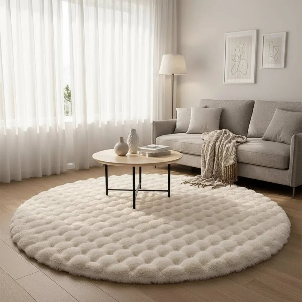 Round Shag Rug Soft Polyester Machine Washable
