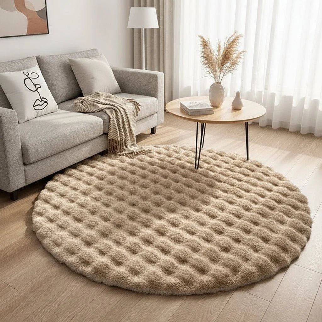 Round Shag Rug Soft Polyester Machine Washable