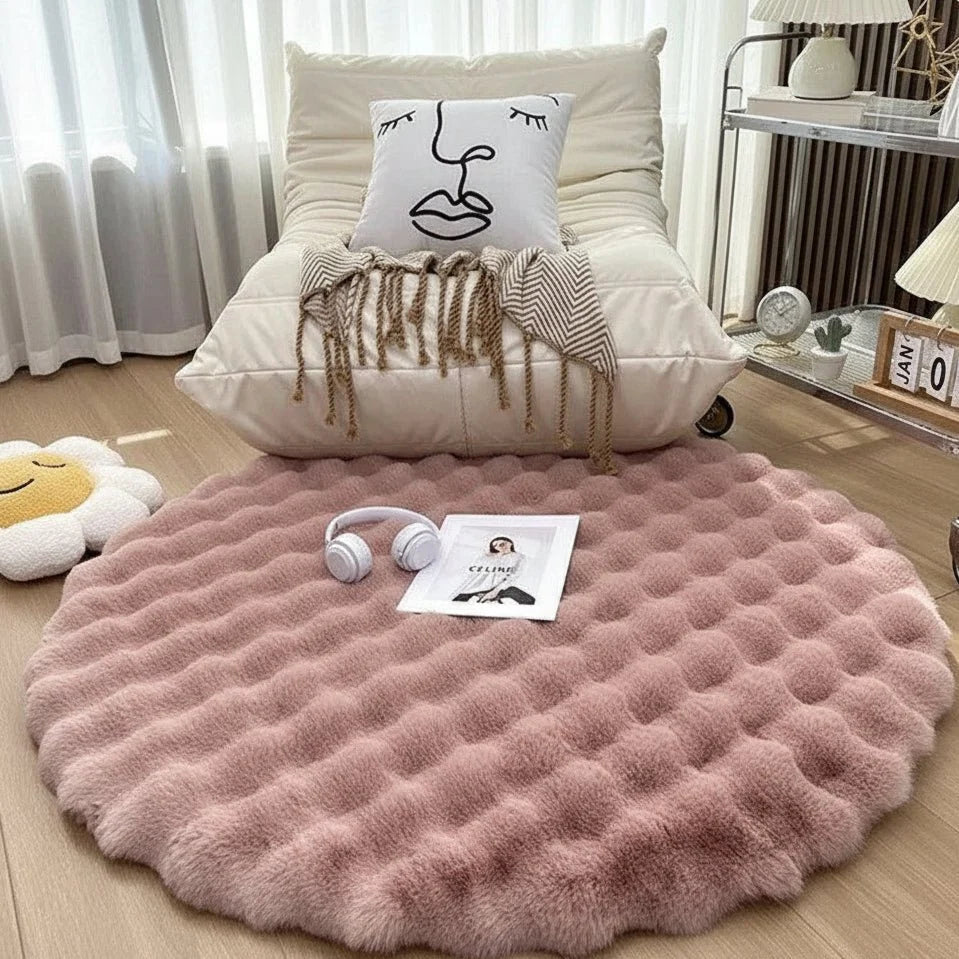Round Shag Rug Soft Polyester Machine Washable