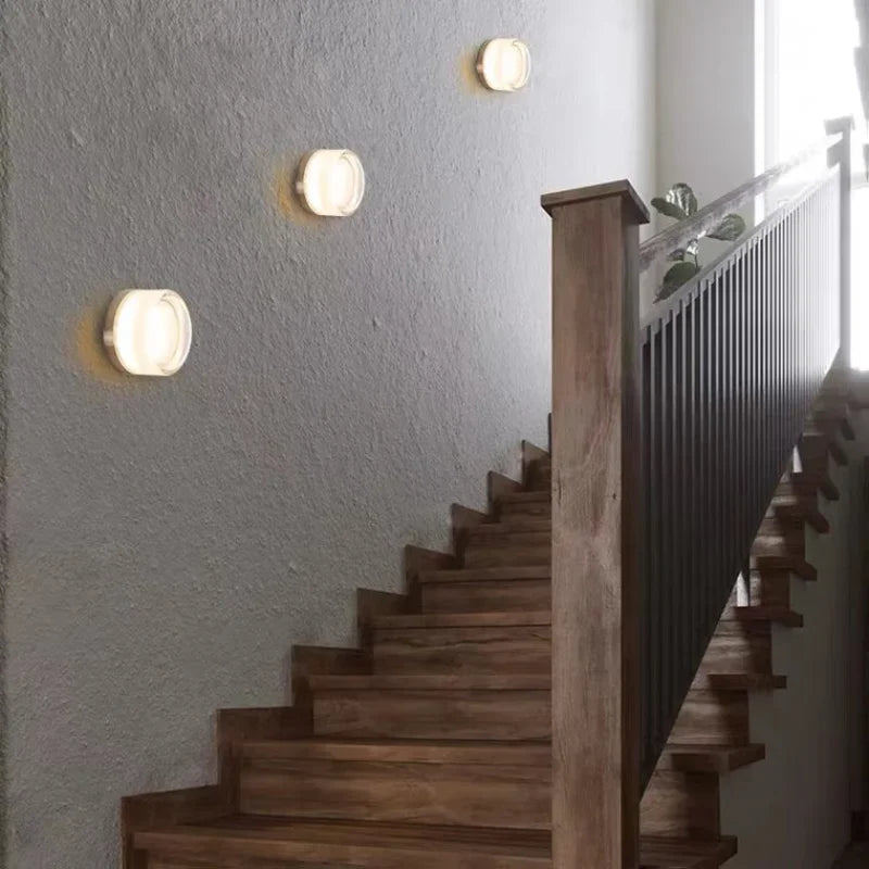 Round Wall Lamp Metal Built-In LED Warm Ambient