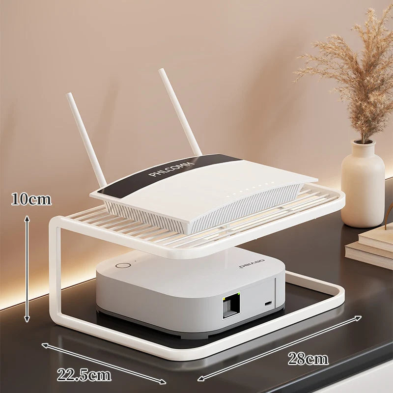 Router Stand Ventilated Slatted Multi-Tier Cable-Friendly Storage