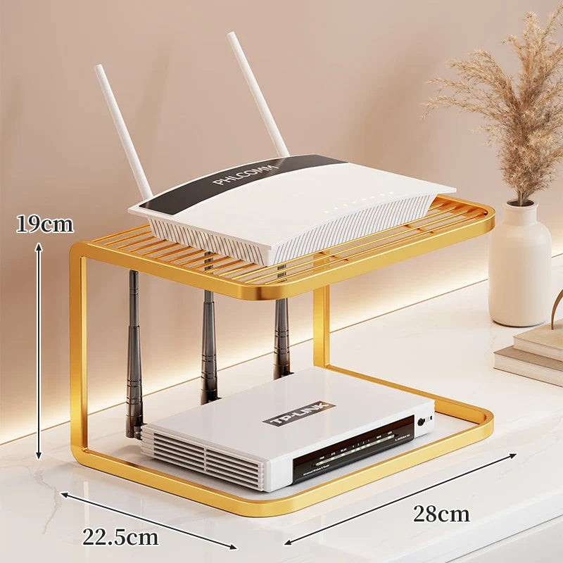 Router Stand Ventilated Slatted Multi-Tier Cable-Friendly Storage
