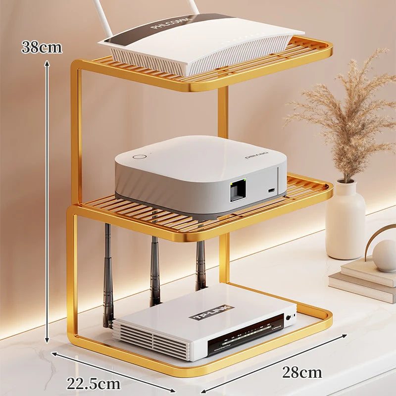 Router Stand Ventilated Slatted Multi-Tier Cable-Friendly Storage