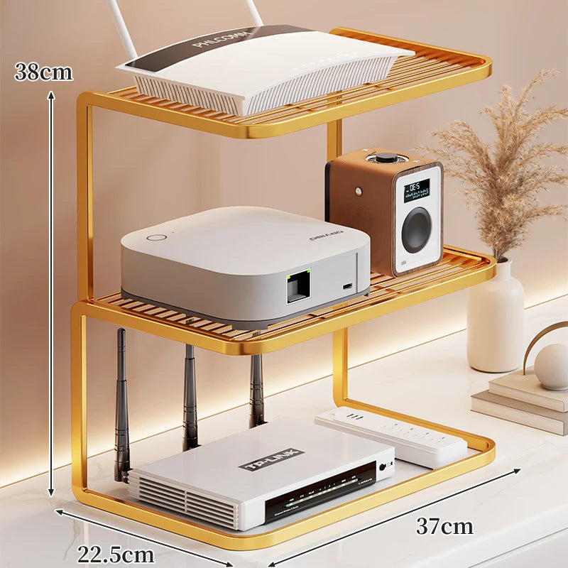 Router Stand Ventilated Slatted Multi-Tier Cable-Friendly Storage