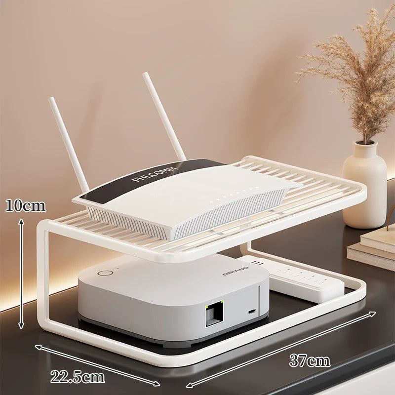 Router Stand Ventilated Slatted Multi-Tier Cable-Friendly Storage