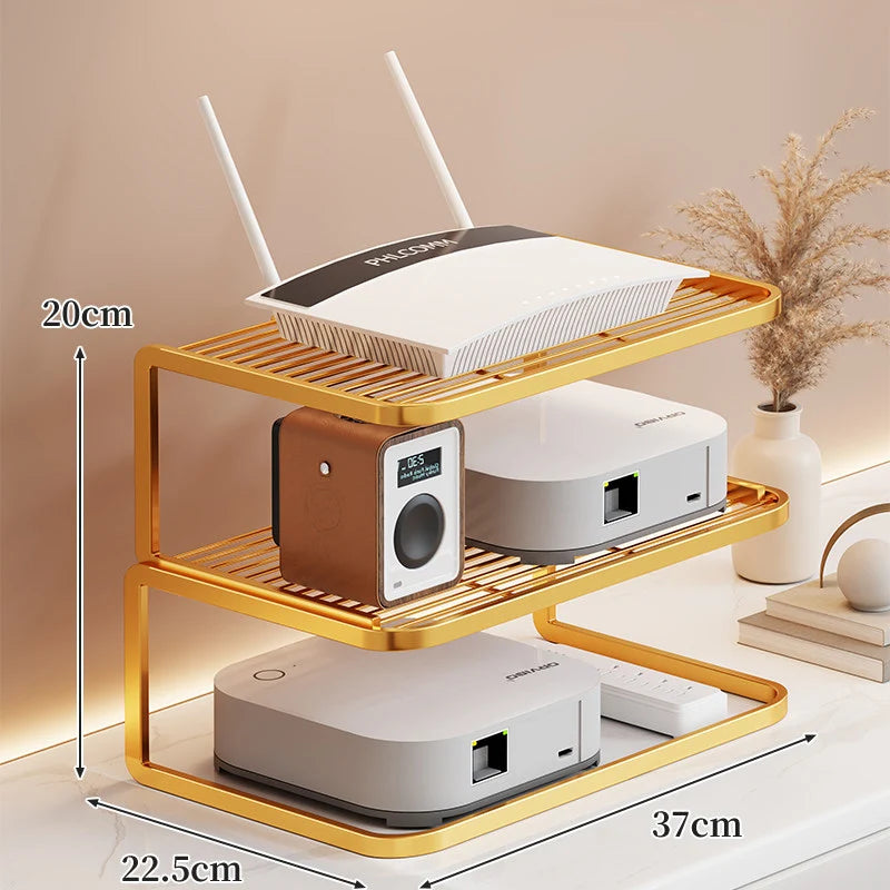 Router Stand Ventilated Slatted Multi-Tier Cable-Friendly Storage