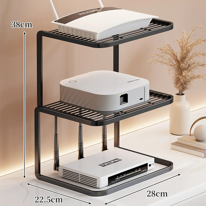 Router Stand Ventilated Slatted Multi-Tier Cable-Friendly Storage