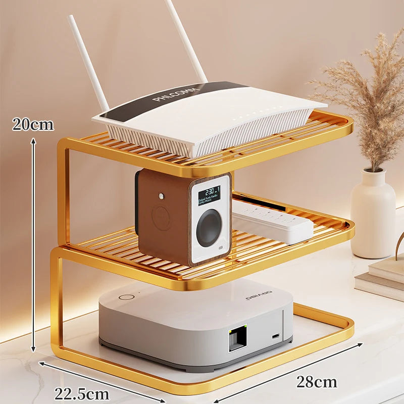 Router Stand Ventilated Slatted Multi-Tier Cable-Friendly Storage