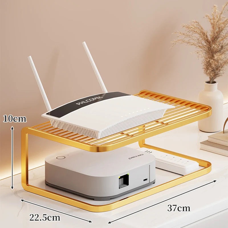 Router Stand Ventilated Slatted Multi-Tier Cable-Friendly Storage