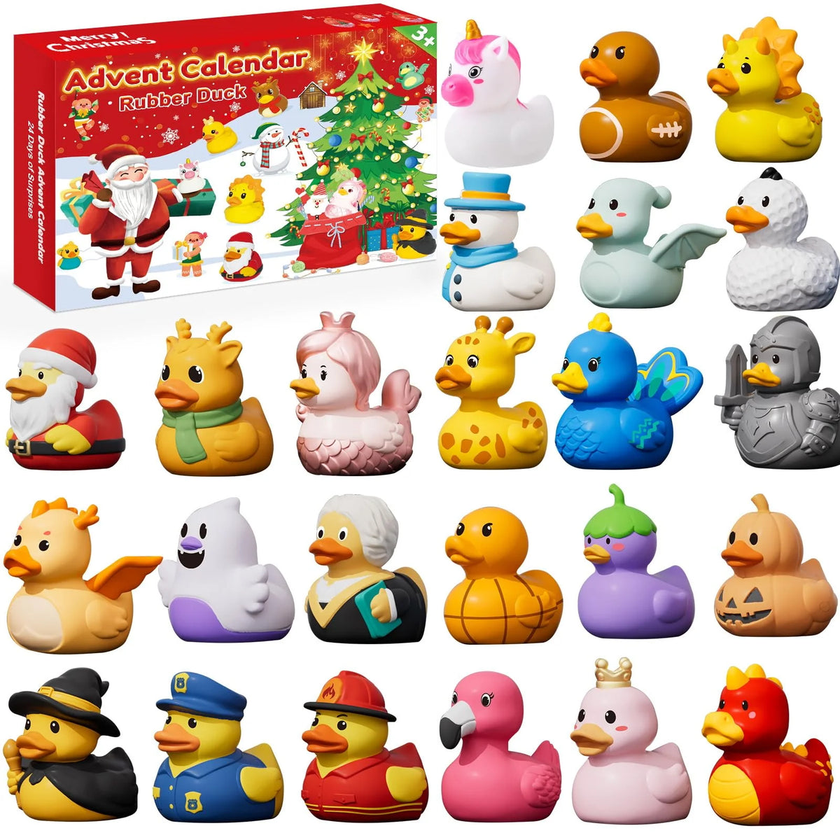 Rubber Duck Advent Calendar 24-Piece Holiday Bath Toy Set