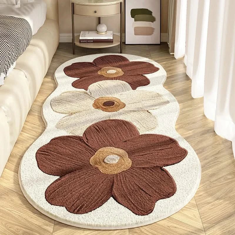 Rug Floral Design Soft Cashmere-Like Non-Slip Backing