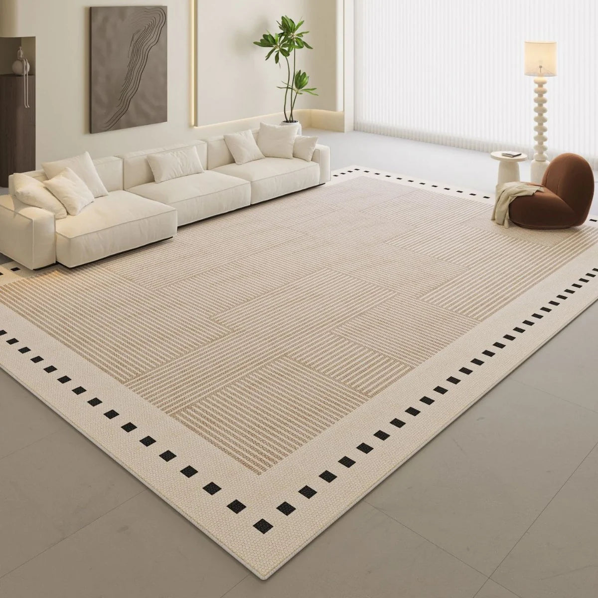 Rug Textured Stain-Resistant Non-Slip Backing