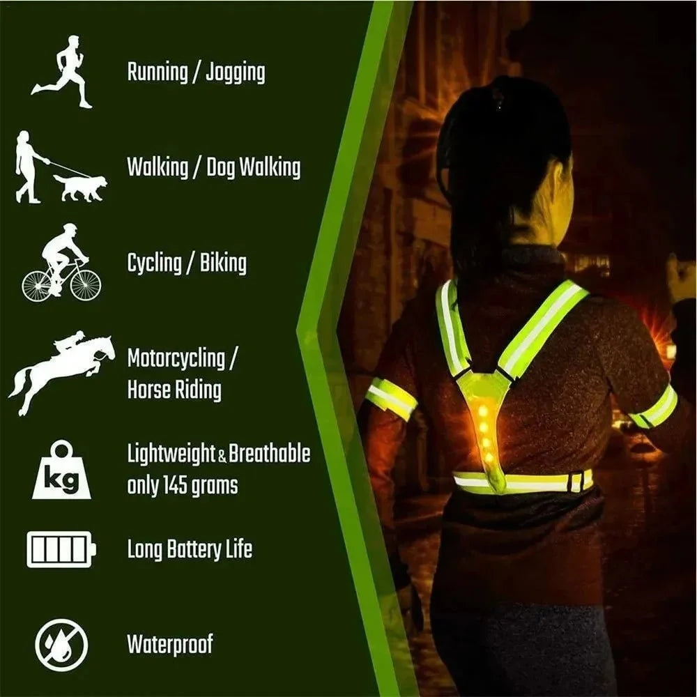 Running Vest LED Reflective USB Rechargeable