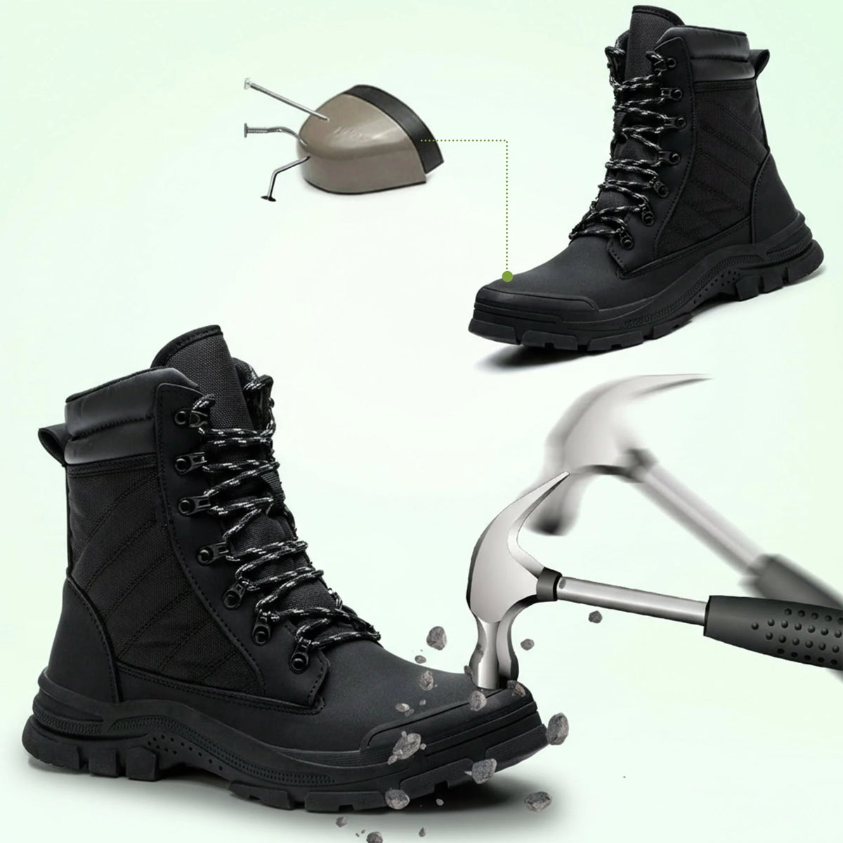 Safety Work Boots Steel Toe & Side Zip Cushioned Air Sole