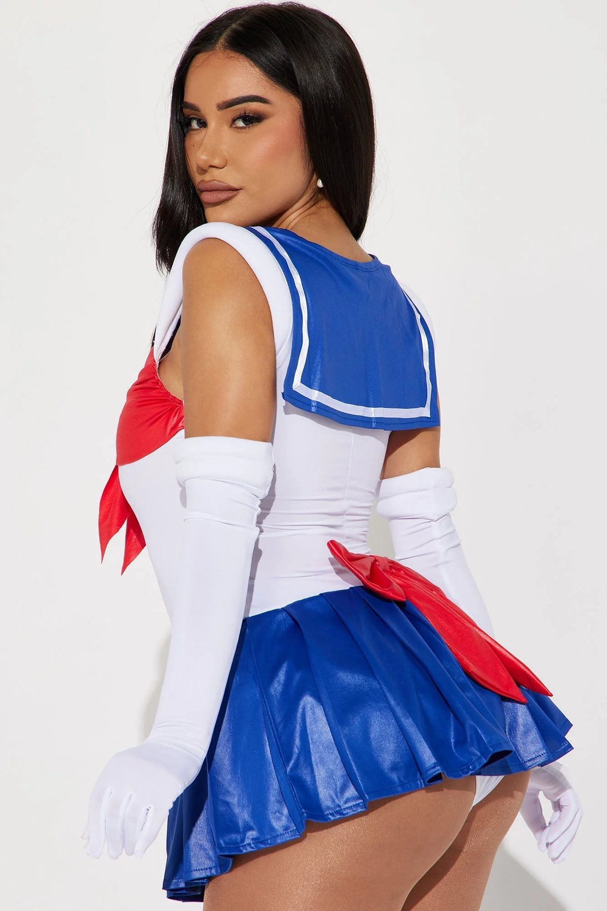 Sailor Costume Set Bow Front Bodysuit Pleated Skirt Gloves Included