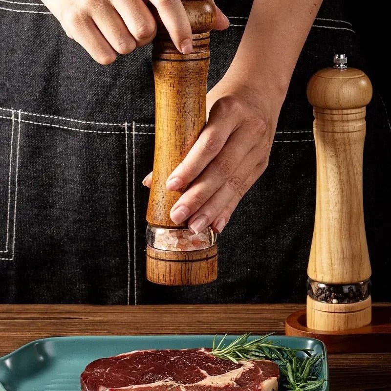 Salt & Pepper Grinder Adjustable Grind Natural Wood Finish