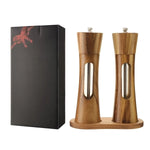 Salt and Pepper Mill Set Natural Wood Adjustable Grind Settings