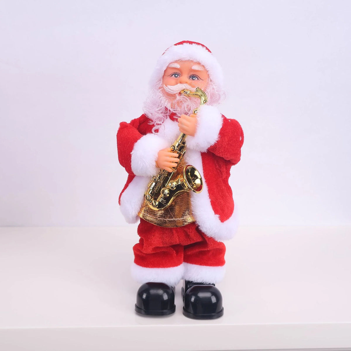 Santa Claus Figurine Hand-Painted Saxophone Tabletop Decor