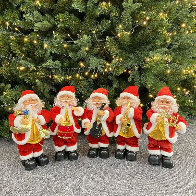 Santa Claus Figurine Illuminated Red & Gold Indoor & Outdoor
