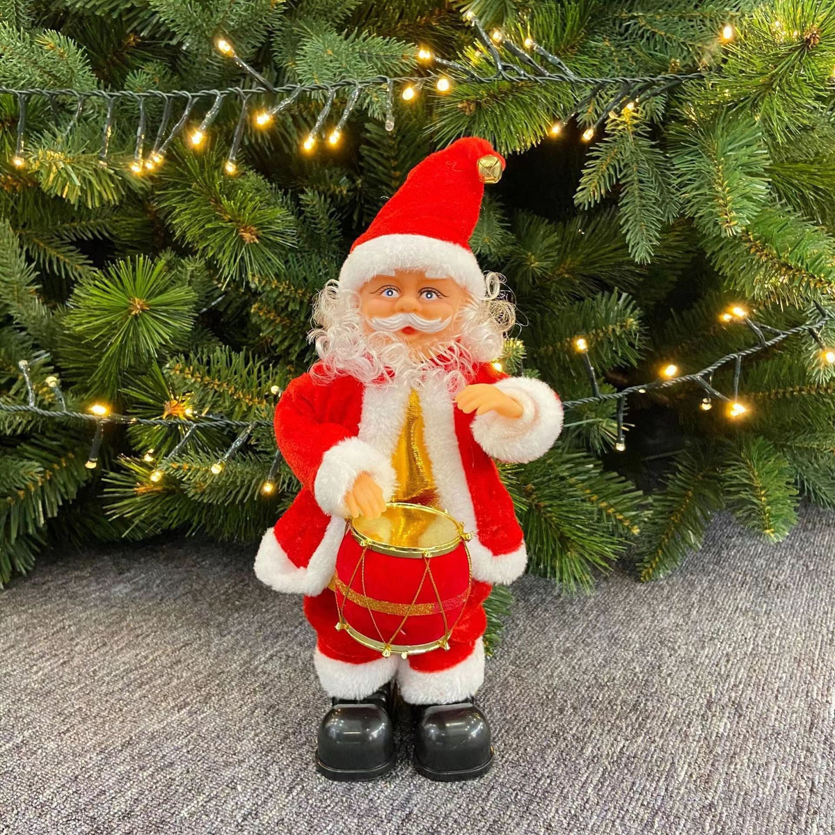 Santa Figure Plush Fabric Jingle Bells