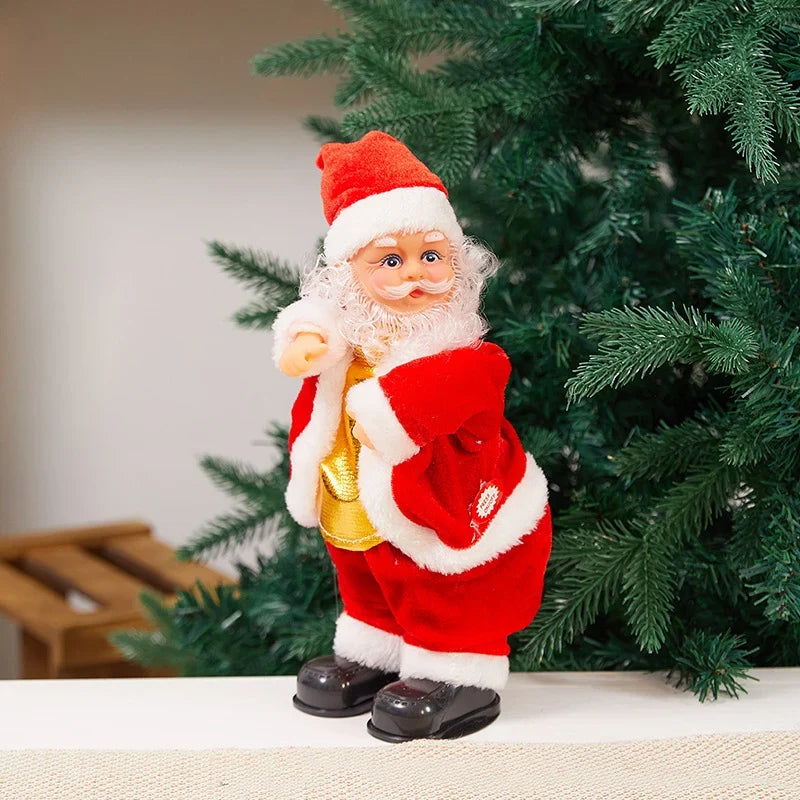 Santa Figure Plush Fabric Jingle Bells