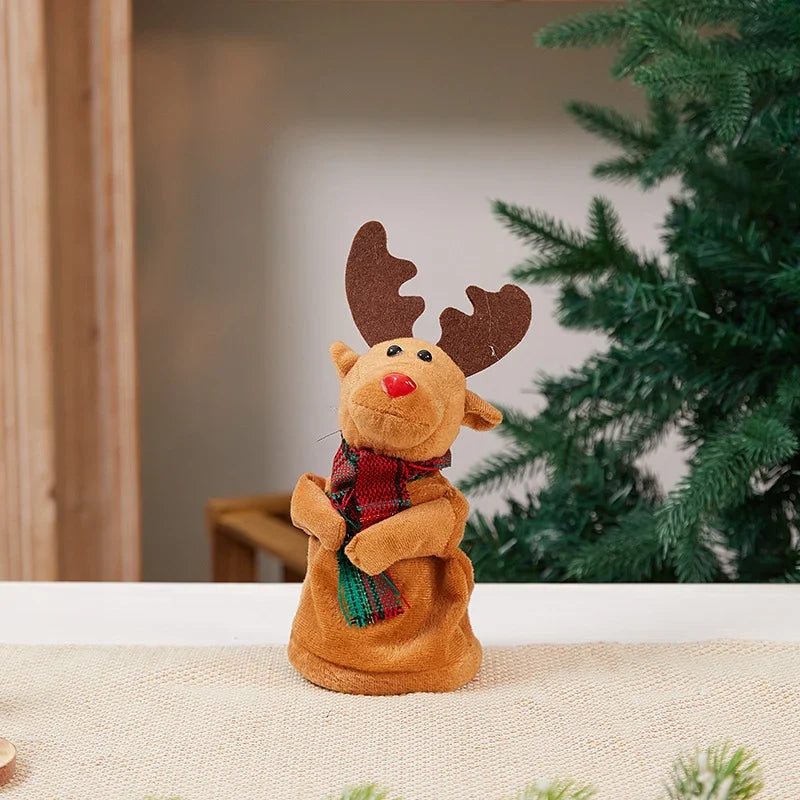 Santa Figure Plush Fabric Jingle Bells