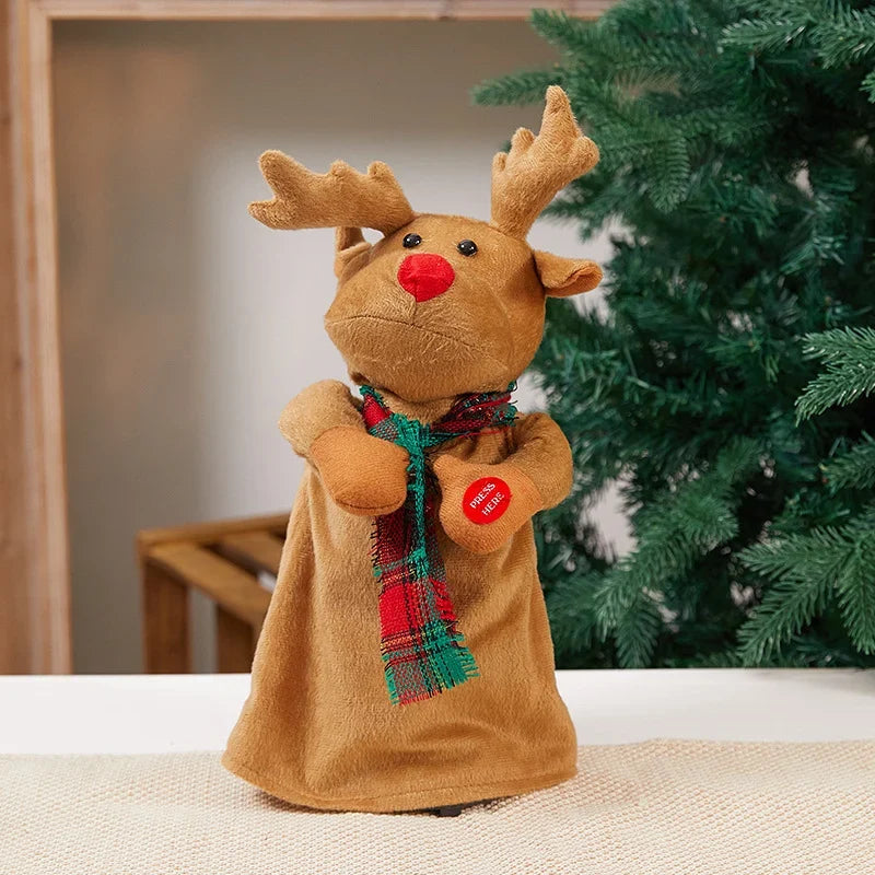 Santa Figure Plush Fabric Jingle Bells