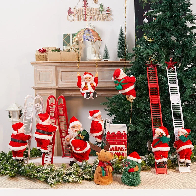 Santa Figure Plush Fabric Jingle Bells