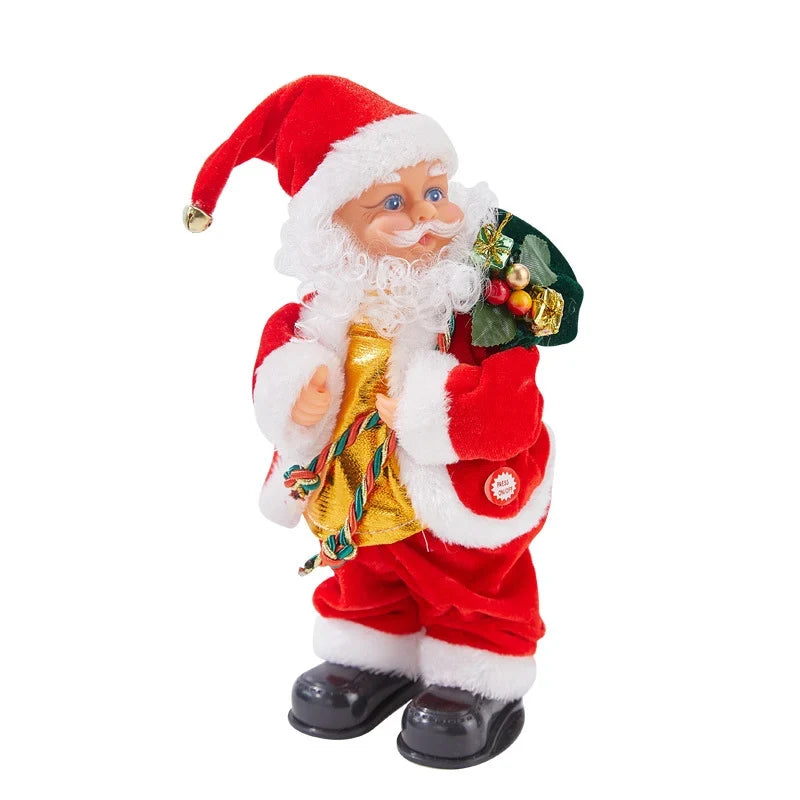 Santa Figure Plush Fabric Jingle Bells