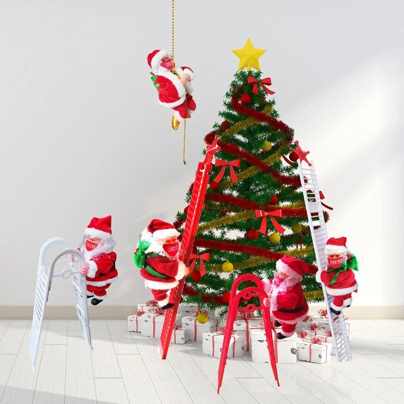 Santa Figurine Climbing Ladder Fiberglass & Mask Option