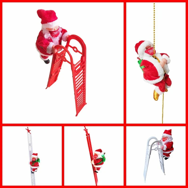 Santa Figurine Climbing Ladder Fiberglass & Mask Option