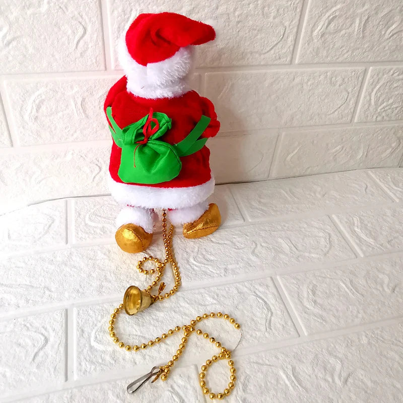 Santa Figurine Durable Movable Parts & Lighted Pearl Necklace
