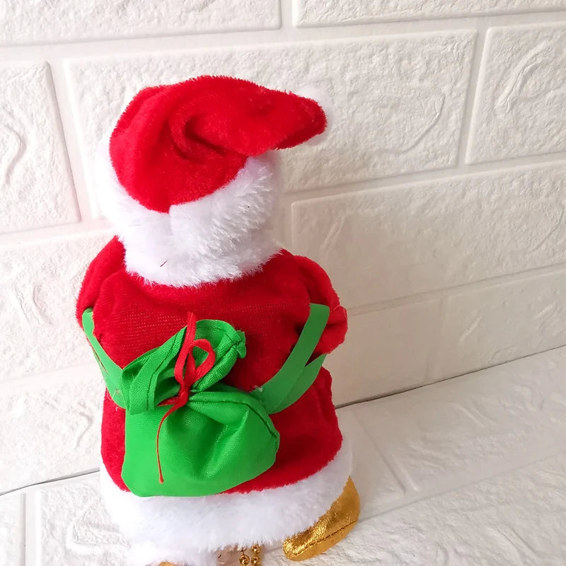 Santa Figurine Durable Movable Parts & Lighted Pearl Necklace