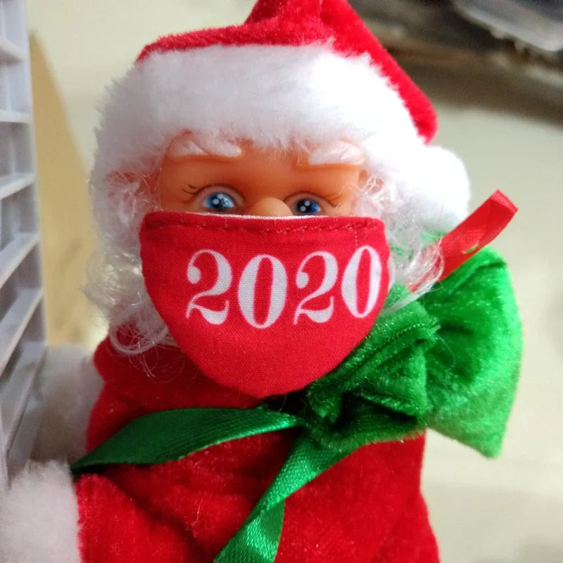 Santa Figurine Fiberglass Climbing Ladder With Face Mask